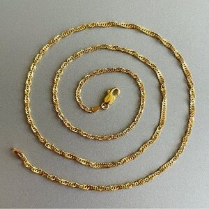 AURAFIN 14K Gold Singapore Twisted Chain Necklace 18” Italy